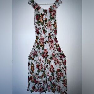 Maxi Red and White Floral Dress